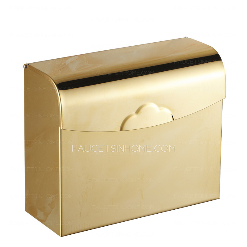 Square Shaped Golden Brass Bathroom Toilet Paper Holders