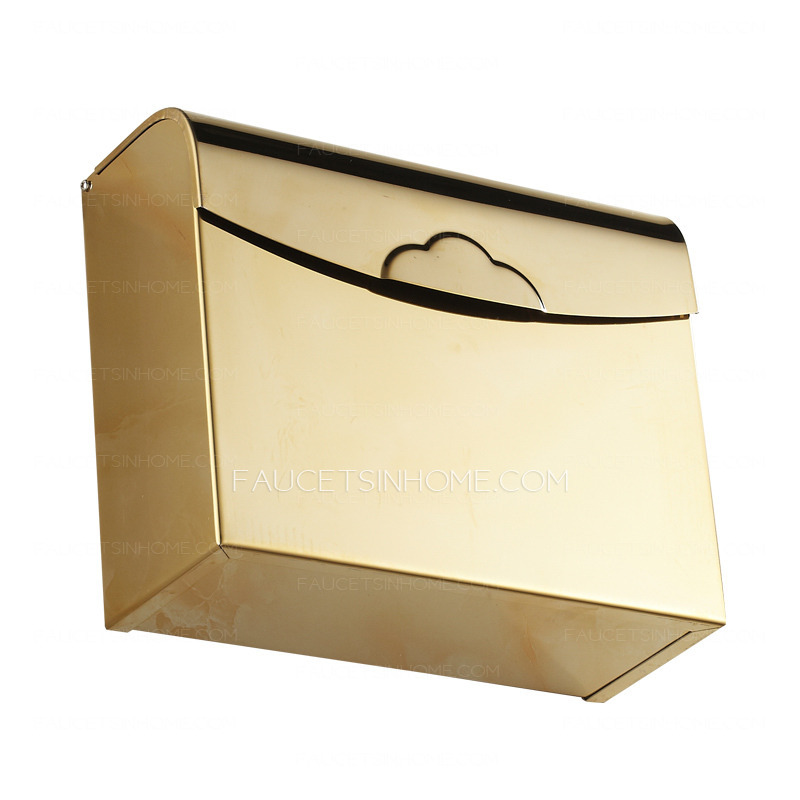 Square Shaped Golden Brass Bathroom Toilet Paper Holders