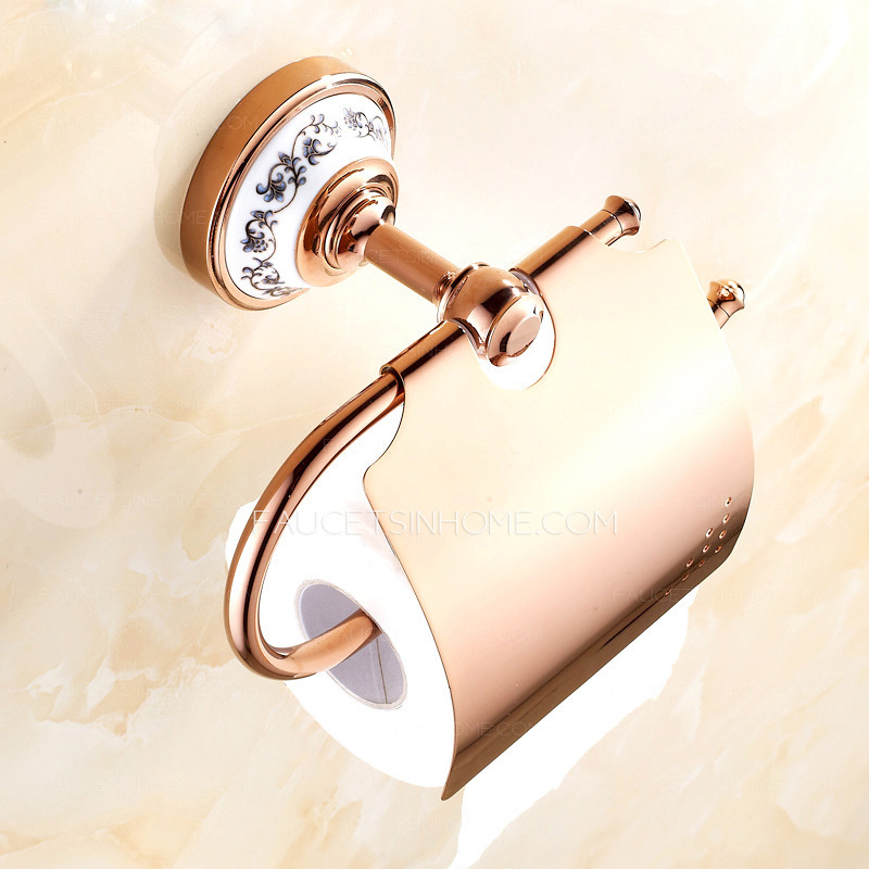 Rose Gold Ceramic Bathroom Toilet Paper Roll Holders