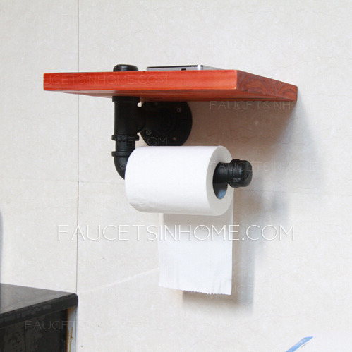 Unusual Black Wooden Wrought Toilet Paper Roll Holders