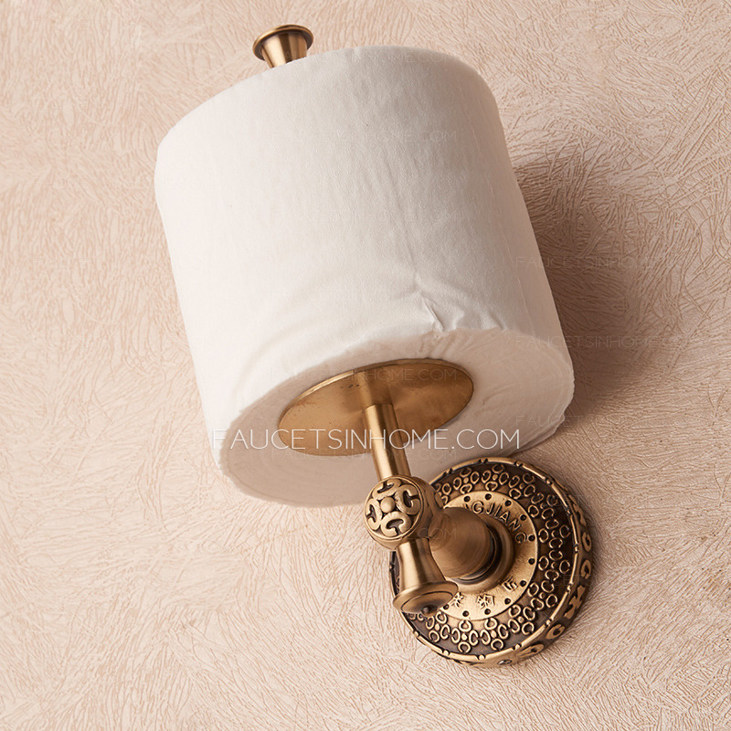 Vintage Antique Bronze Toilet Paper Roll Holder Freestanding