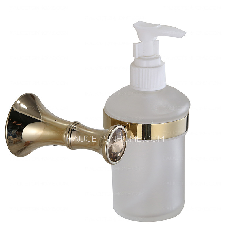 Golden Polished Brass Bathroom Soap Dispensers Wall Mount