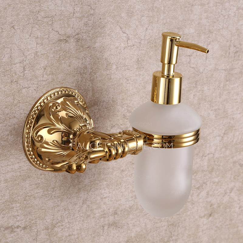 Golden Carved Brass Bathroom Soap Dispensers