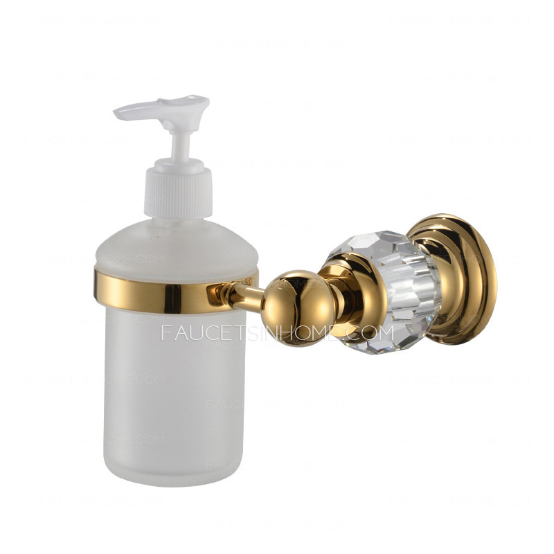 Crystal Polished Brass Soap Dispensers Wall Mount