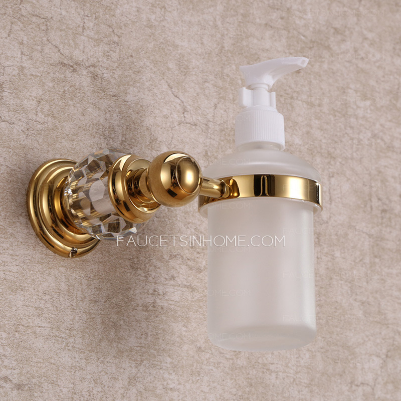 Crystal Polished Brass Soap Dispensers Wall Mount