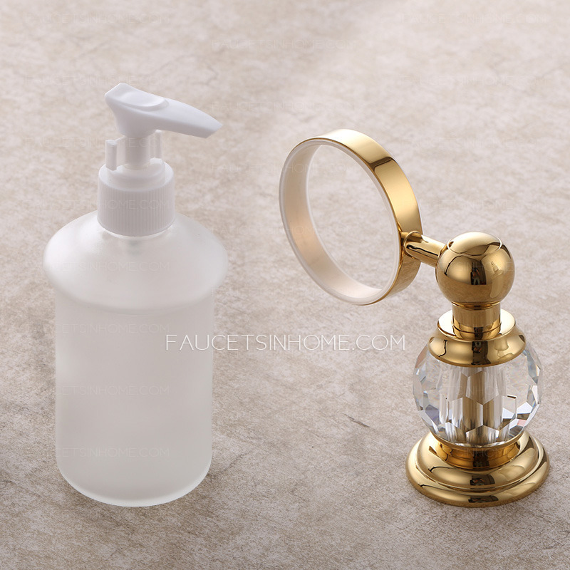 Crystal Polished Brass Soap Dispensers Wall Mount