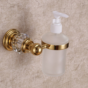 Crystal Polished Brass Soap Dispensers Wall Mount
