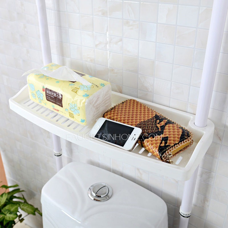 White Plastic Assemblable Bathroom Shelves Over Toilet