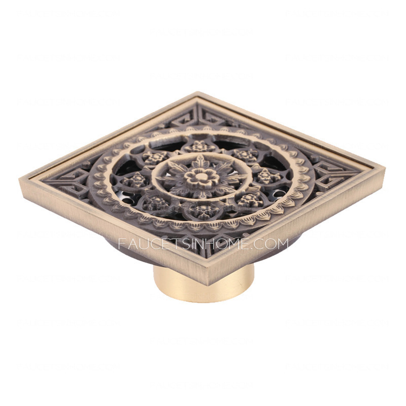 Decorative Square Shaped Floral Shower Bathroom Drains