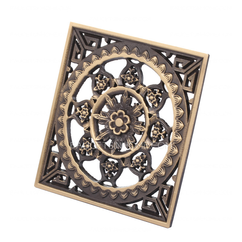 Decorative Square Shaped Floral Shower Bathroom Drains