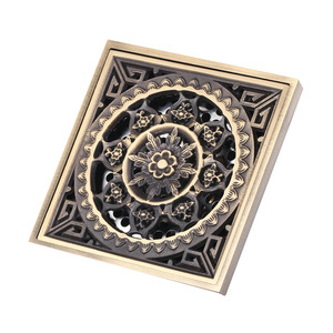 Decorative Square Shaped Floral Shower Bathroom Drains