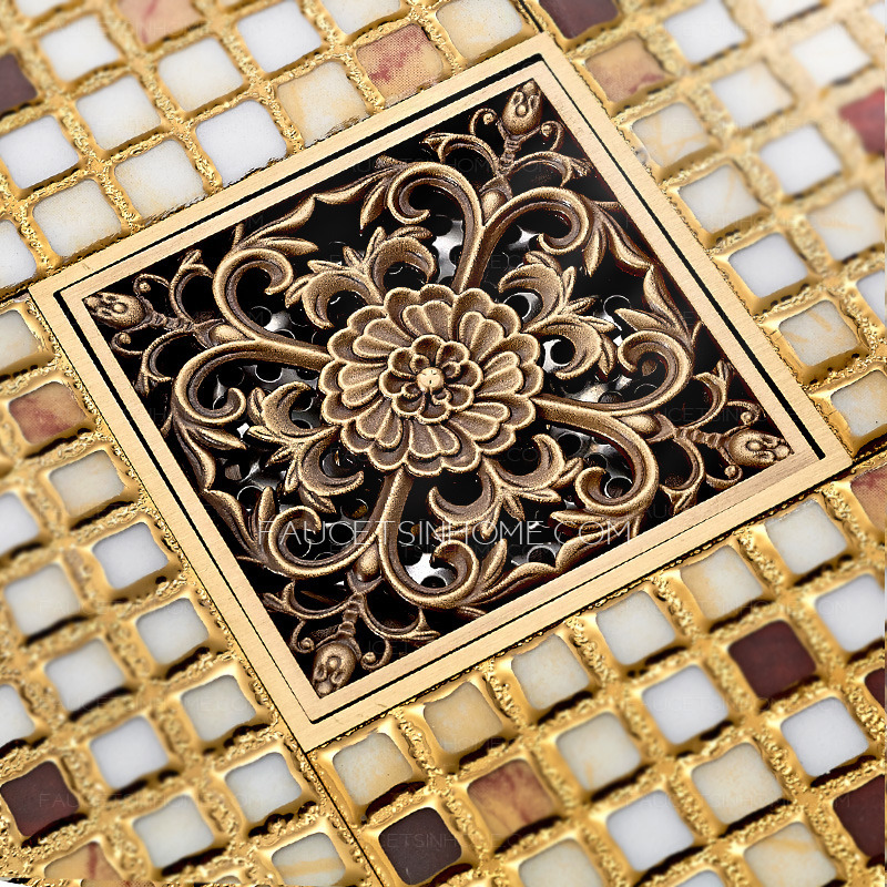 Custom Square Shaped Antiqur Brass Shower Channel Drains