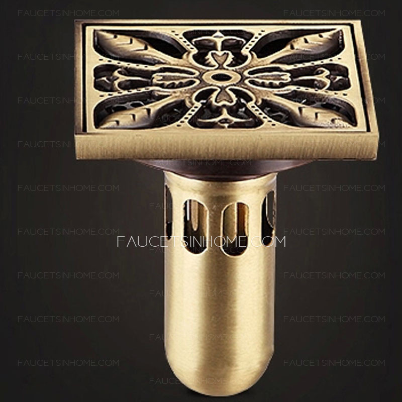 Decorative Antique Brass Bathroom Shower Channel Drains