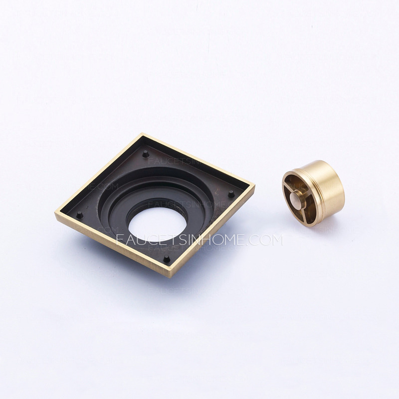 Decorative Square Shaped Antique Brass Shower Sink Drains