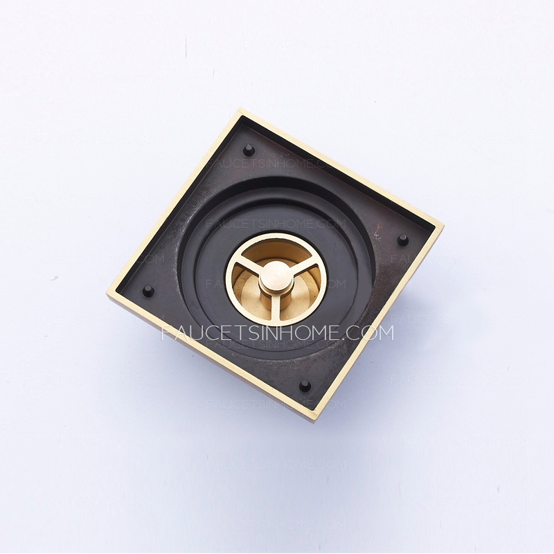 Decorative Square Shaped Antique Brass Shower Sink Drains