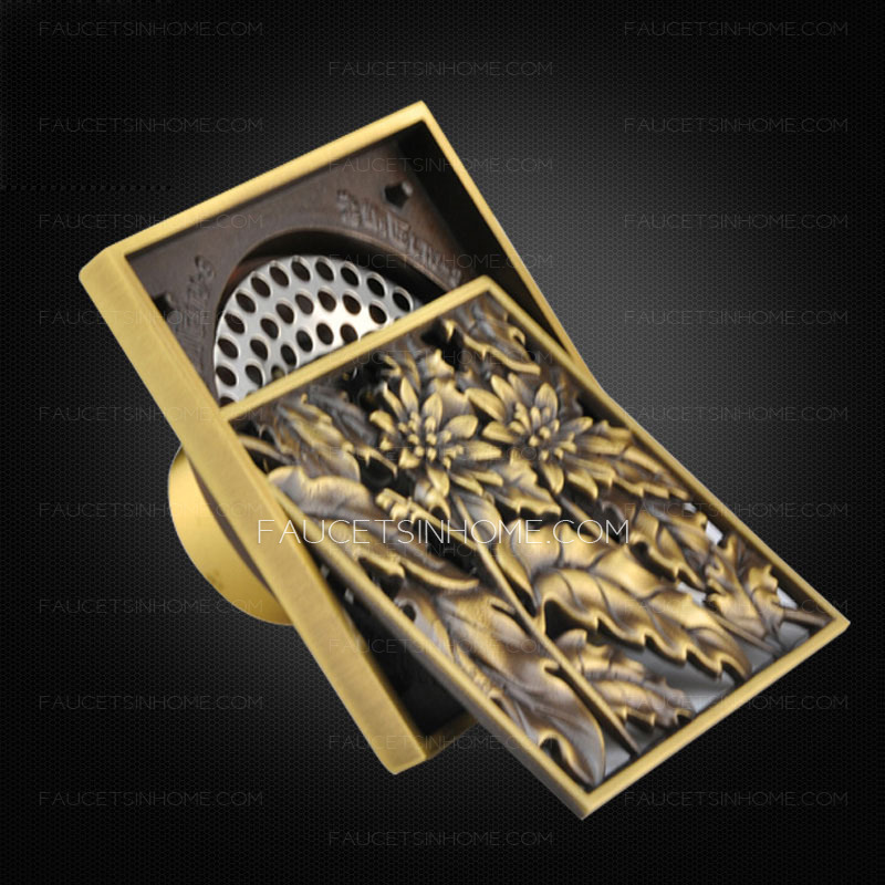 T-Shaped Antique Brass Bath Decorative Shower Drains