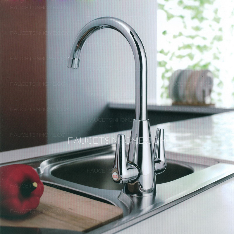 Inexpensive Brass Two Handle Vessle Mount Kitchen Faucets