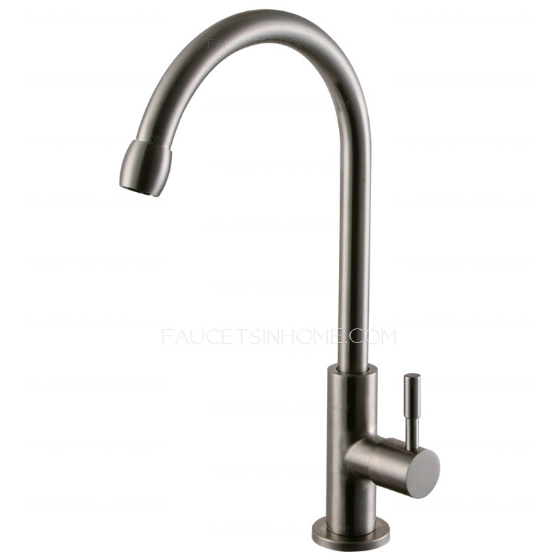 High Arc Stainless Steel Bio-Rotatable Kitchen Faucets Cold Water