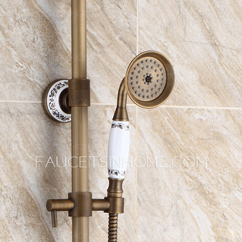 Luxury Ceramic Antique Brass Outside Shower Faucet System