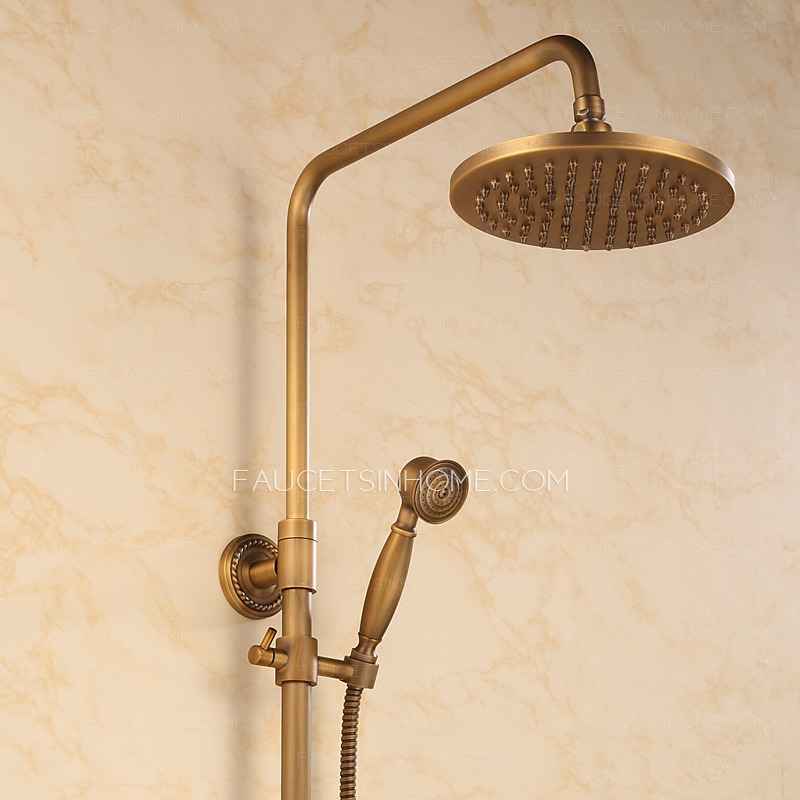 Chic Vintage Brass Shower Faucet With Top And Hande Shower