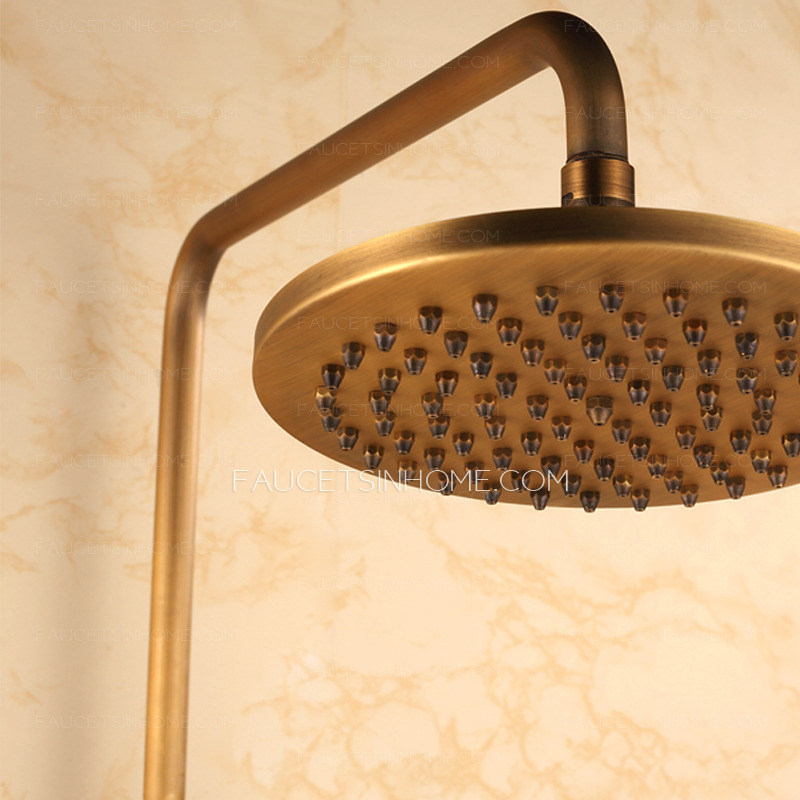 Chic Vintage Brass Shower Faucet With Top And Hande Shower