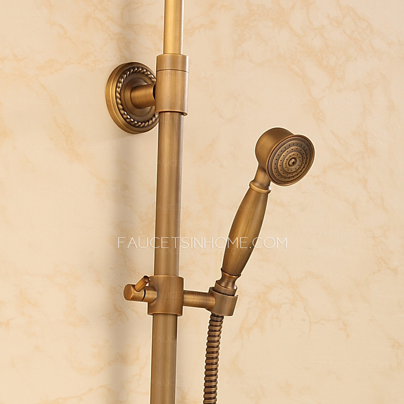 Chic Vintage Brass Shower Faucet With Top And Hande Shower