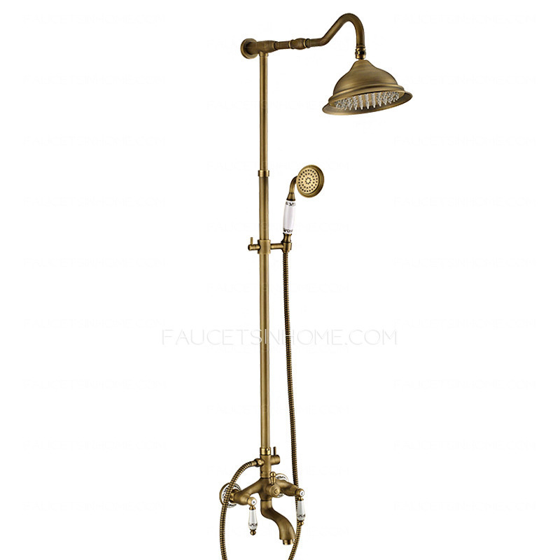 Vintage Brass Campanula Shaped Top Shower Faucet System