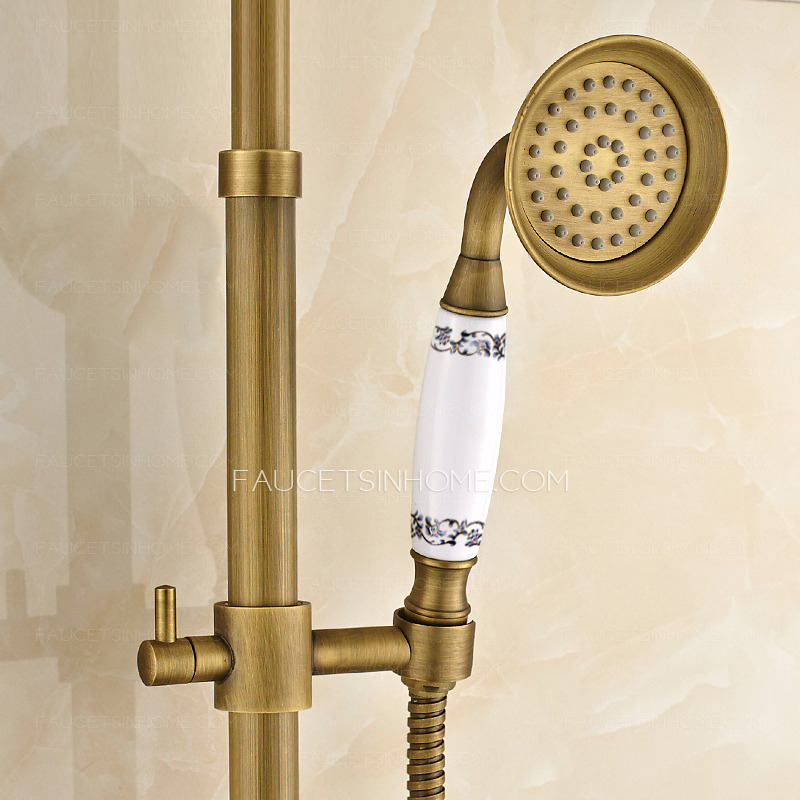 Vintage Brass Campanula Shaped Top Shower Faucet System