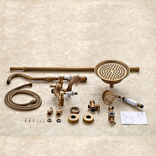 Vintage Brass Campanula Shaped Top Shower Faucet System