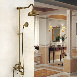 Antique Brass Outside Wall Mount Ceramic Shower Faucets System