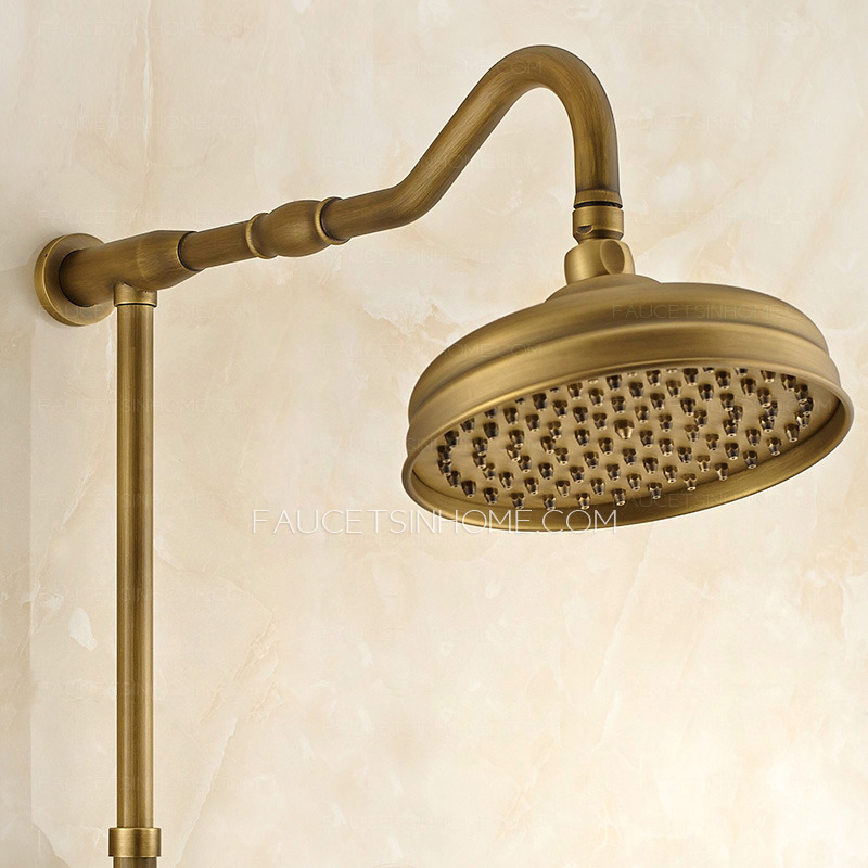 Antique Brass Lotus Top Shower Faucet System With Hand Shower