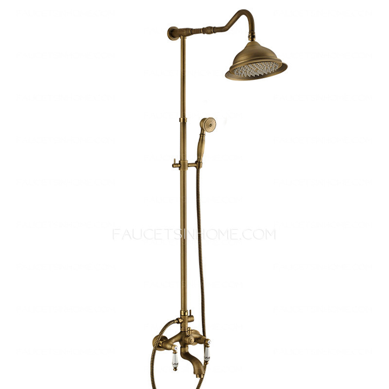 Antique Brass Campanula Shaped Top Shower Faucets System