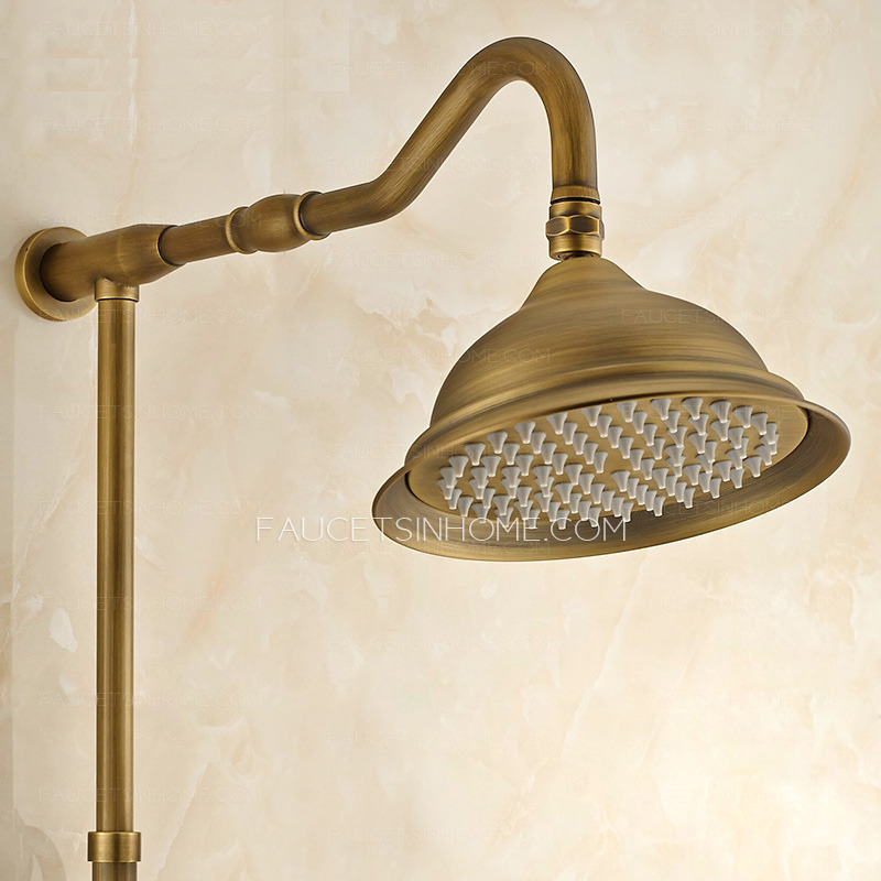 Antique Brass Campanula Shaped Top Shower Faucets System