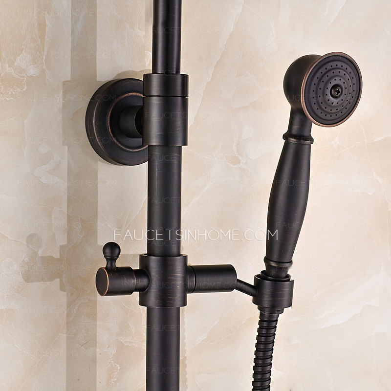 Black Oil Rubbed Bronze Crosss Handle Exposed Shower Faucet