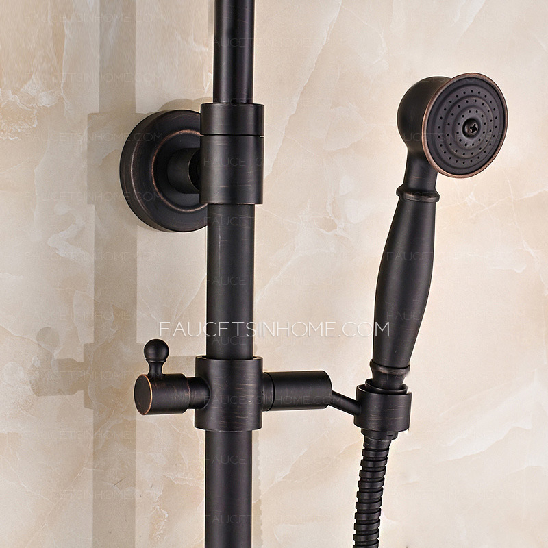 Black Oil Rubbed Bronze Cross Handle Exposed Shower Faucets System