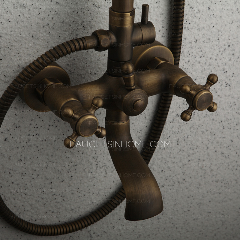 Top Rated Antique Bronze Brass Exposed Shower Faucets System