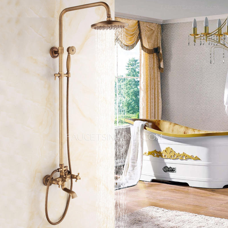 Classical Brass Vintage Cross Handle Exposed Shower Faucets