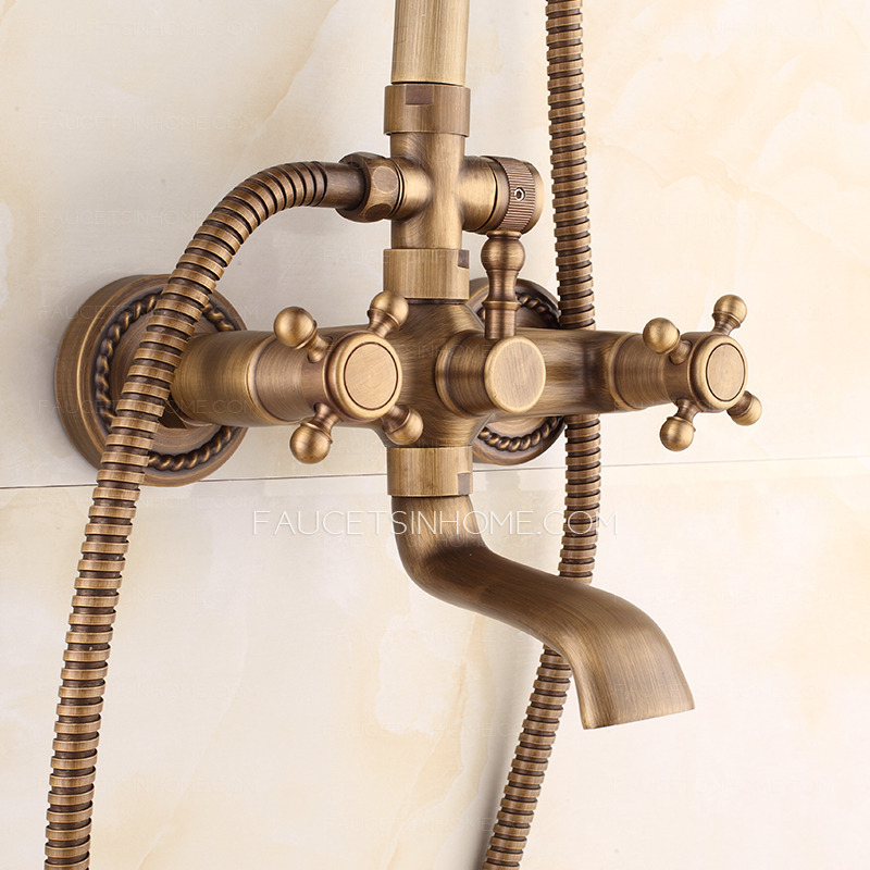 Classical Brass Vintage Cross Handle Exposed Shower Faucets