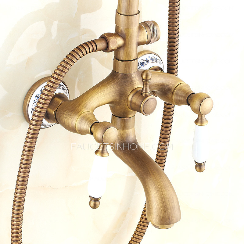 Luxury Antique Brass Ceramic Outdoor Shower Faucets System