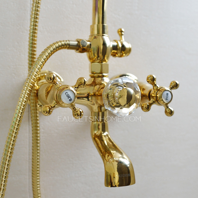 Luxury Vintage Brass Rotatable Elevating Exposed Shower Faucets System