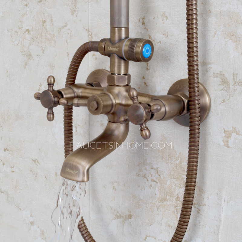 Custom Antique Bronze Two Handle Exposed Shower Faucets System