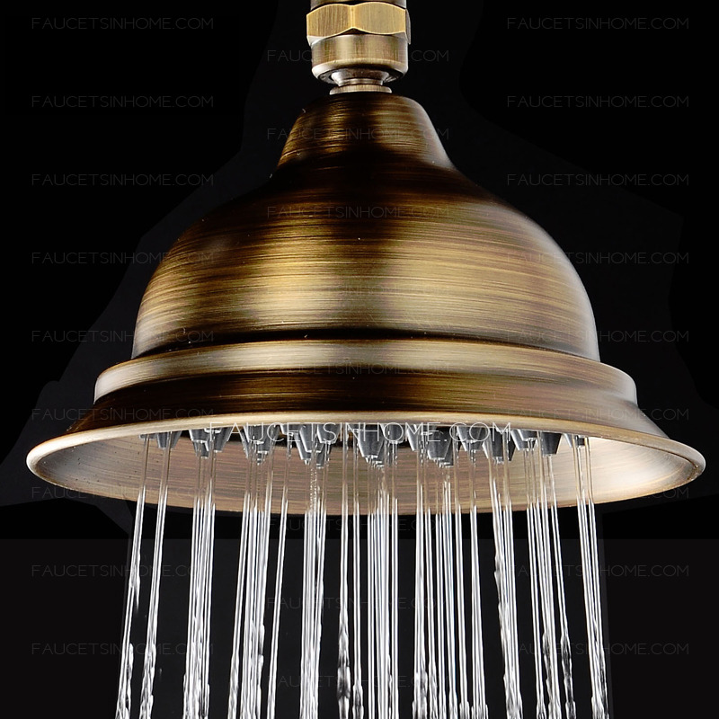 Antique Brass Elevating Outdoor Shower Head And Faucet 