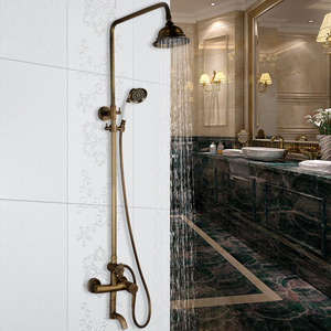 Antique Brass Elevating Outdoor Shower Head And Faucet 