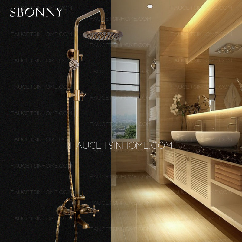 Vintage Two Handle Rotatable Elevating Brass Outdoor Shower Faucets
