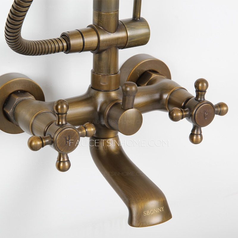 Vintage Two Handle Rotatable Elevating Brass Outdoor Shower Faucets