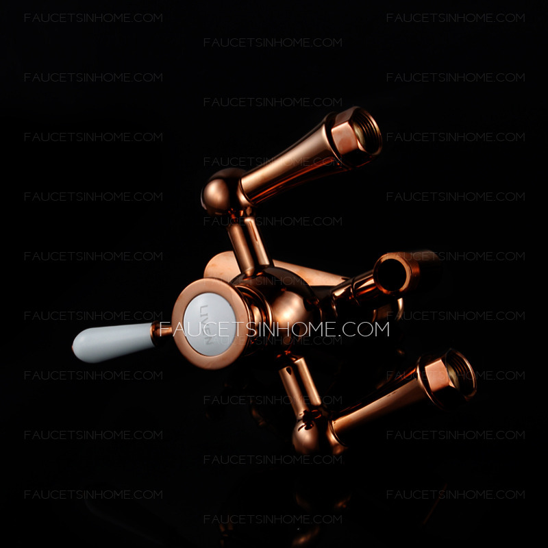 Luxury Rose Gold Brass Outdoor Shower Head And Faucets System
