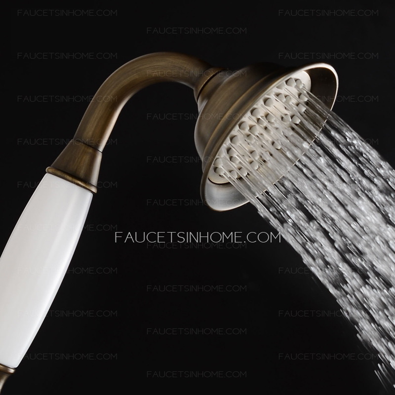 Retro Antique Brass Elevating Exposed Shower Faucets System