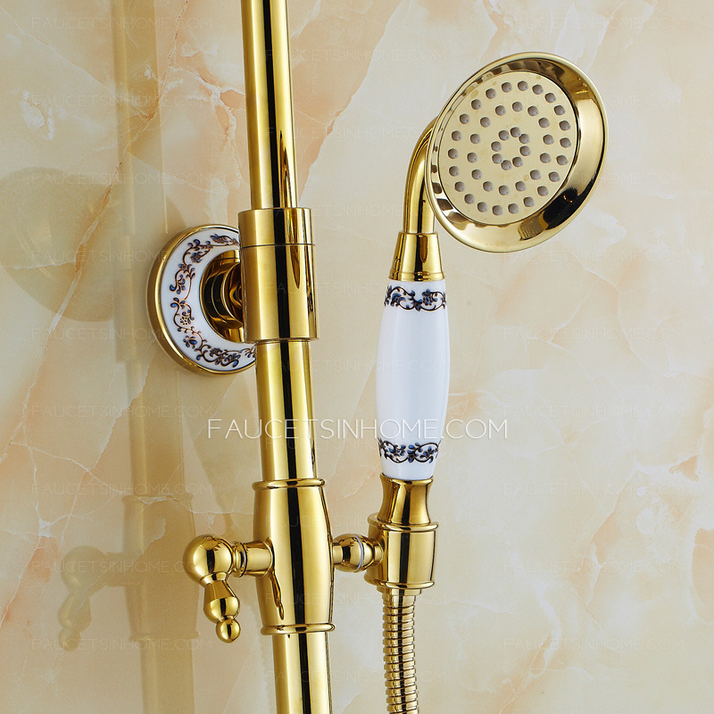 European Style Vintage Handle Ceramic Brass Shower Faucet System