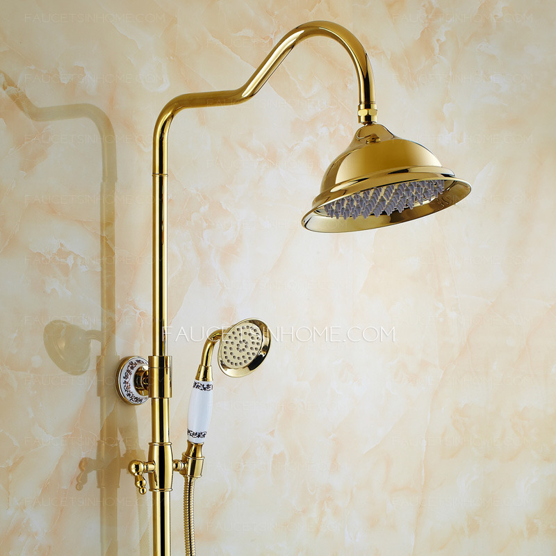 European Style Vintage Handle Ceramic Brass Shower Faucet System