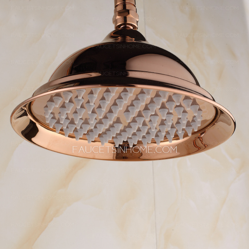 Luxury Rose Gold Two Handle Outdoor Shower Faucet System